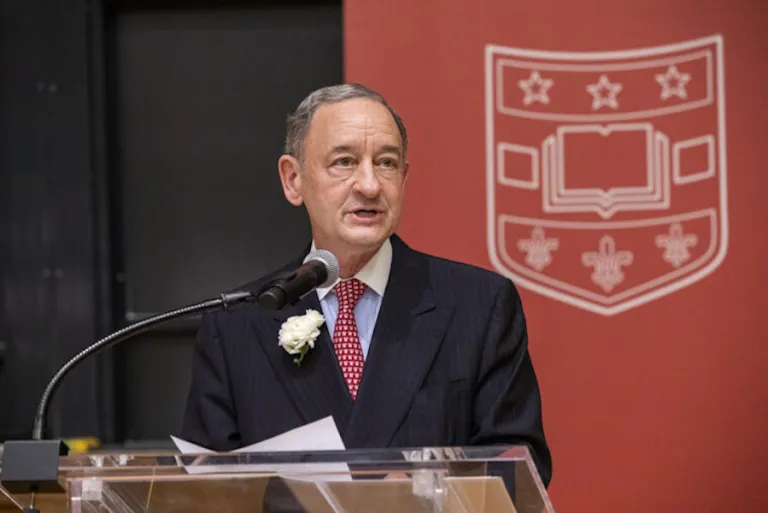 Mark S. Wrighton, chancellor emeritus of Washington University, is the first recipient of the James and Mary Wertsch Distinguished University Professorship. (Photo: Joe Angeles/Washington University)